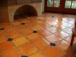 Mexican Saltillo paver tile completely stripped to bare tile, acid washed, neutralized and sealed with water based acrylic paver sealer. (medium shine)